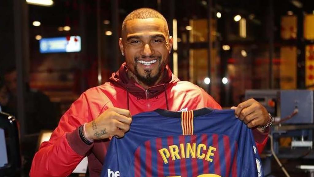 Kevin-Prince Boateng, cuando fue presentado con el FC Barcelona