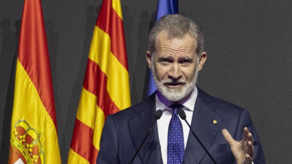 El rey Felipe VI, durante su discurso en la cena de bienvenida al MWC 2025