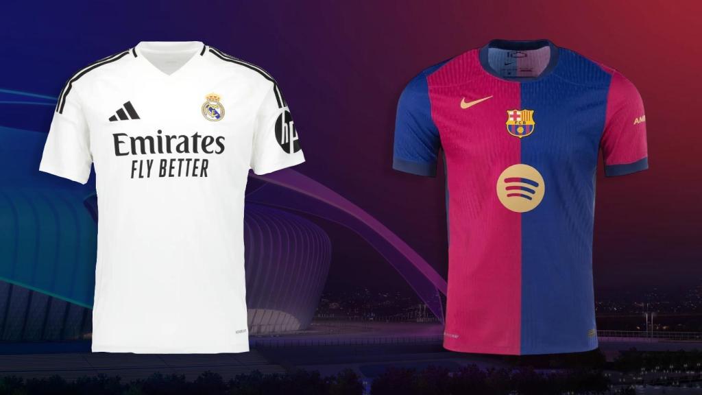 Las camisetas del Real Madrid y el Barça, diseñadas por Adidas y Nike, respectivamente