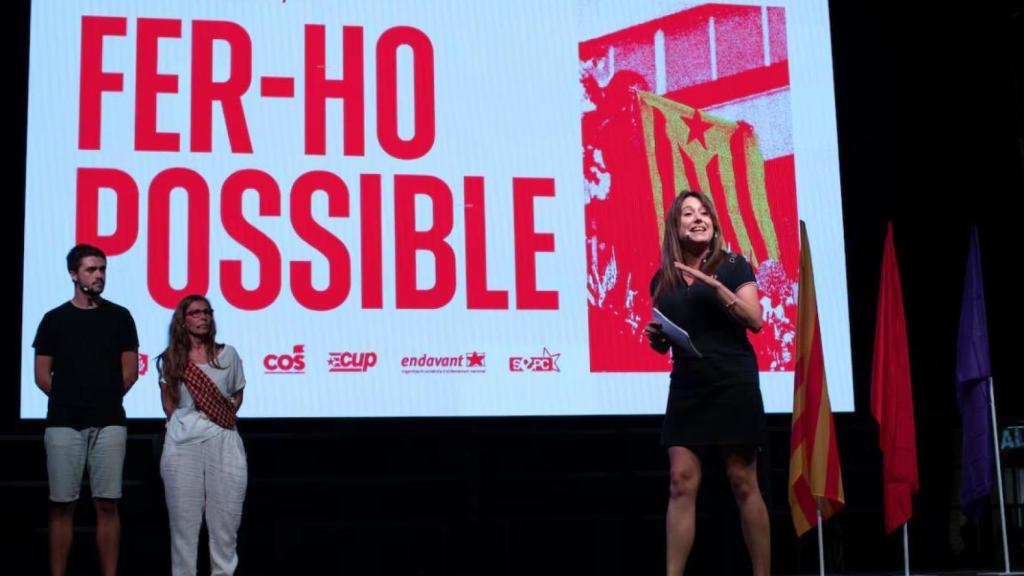 La diputada de la CUP, Laure Vega, en un acto durante la Diada de Cataluña