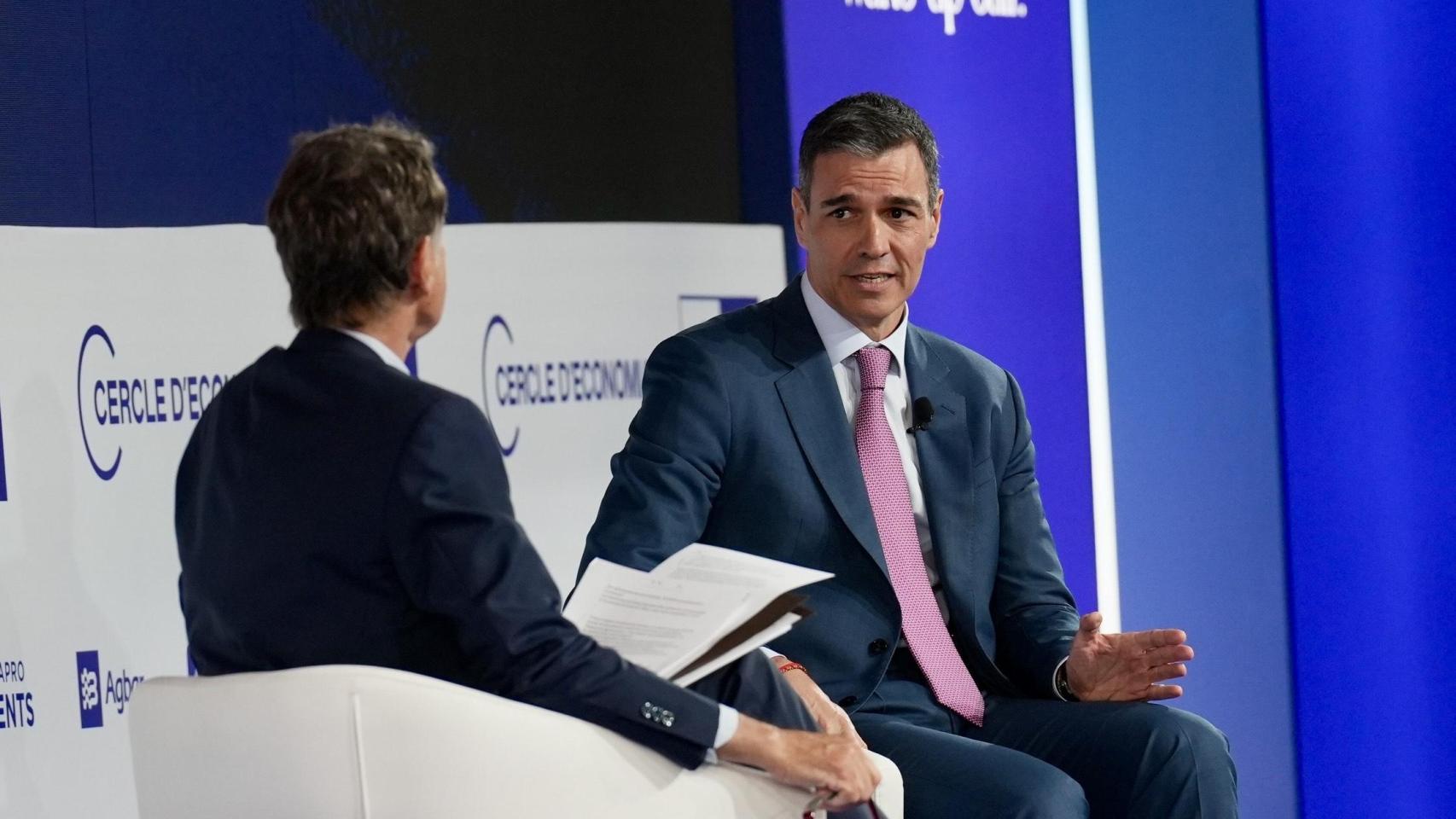 El presidente del Gobierno, Pedro Sánchez, y el presidente del Cercle d'Economia, Jaume Guardiola
