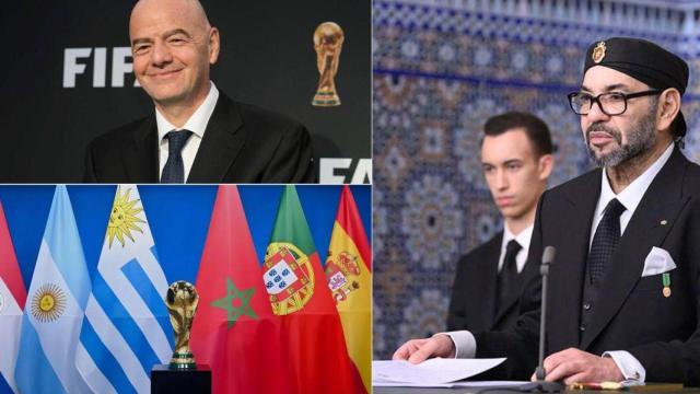 Imágenes del Rey de Marruecos y Giovanni Infantino, presidente de FIFA.