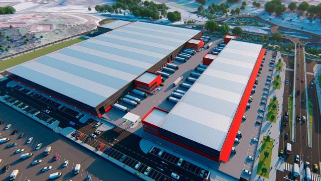 Imagen de cómo será la plataforma logística de Ibarzaharra en Sestao, en la que estará FedEx